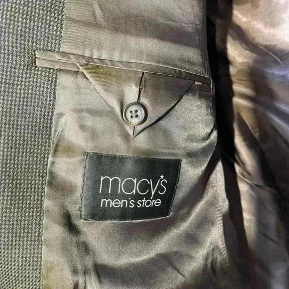 Lauren Ralph Lauren Men’s Tweed Wool Lined Formal Blazer Dark Grey 44R Pockets - Picture 5 of 8